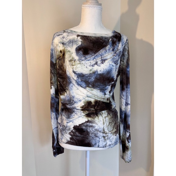 Simply Vera Vera Wang Tops - Simply Vera Vera Wang Boho Hippie Tie Dye Draped Neck L/S Top Brown Blue M